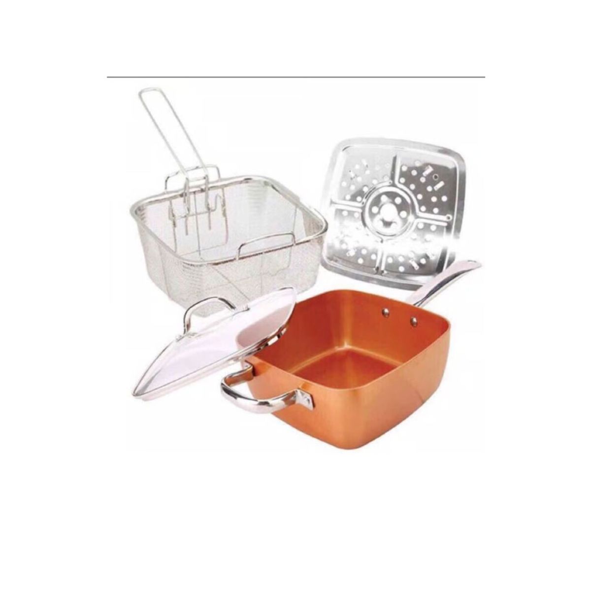 MOVI - Olla y Sartén 2 en 1 de Cobre Multiuso – Cocina Fácil y sin Esfuerzo