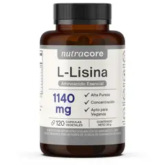 NUTRACORE - L-lisina 1140mg 100% Pura - 120 Cápsulas Vegetales -