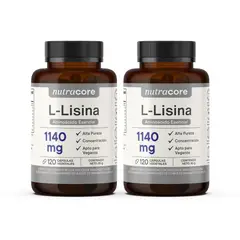 NUTRACORE - L-lisina 1140 Mg - Pack 2 X 120 Cápsulas Vegetales -