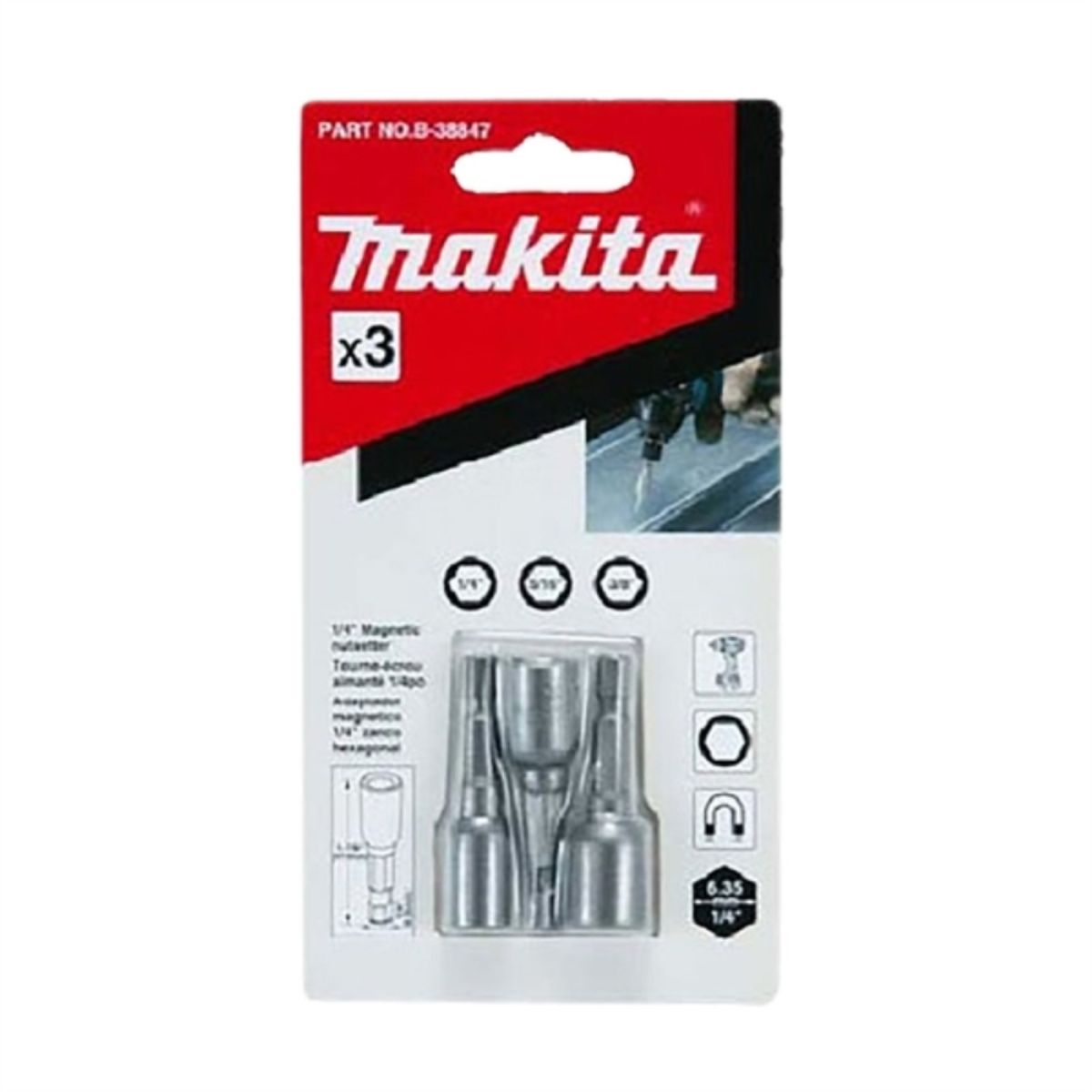 MAKITA - Set adaptador magnetico 1/4" - 5/16" - 3/8" x 50 3pzas