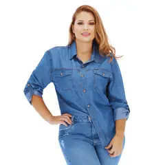TRUCCOS JEANS - Blusa Mujer Lyocell Azul Tallas XL a 3XL P07029615