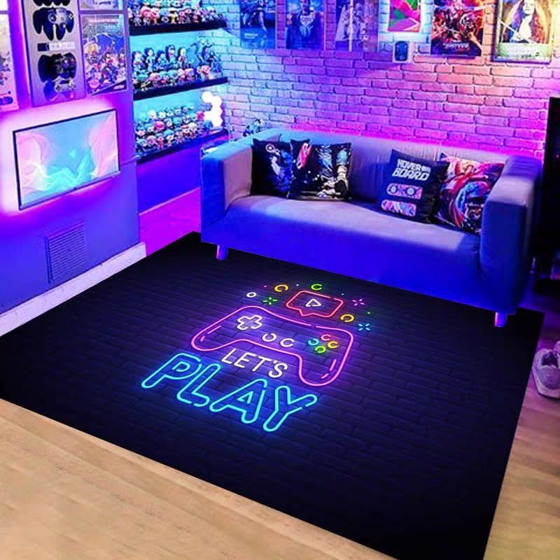 GENERICO - ALFOMBRA JUVENIL DISEÑO CONTROL GAMER LETS PLAY 150X200