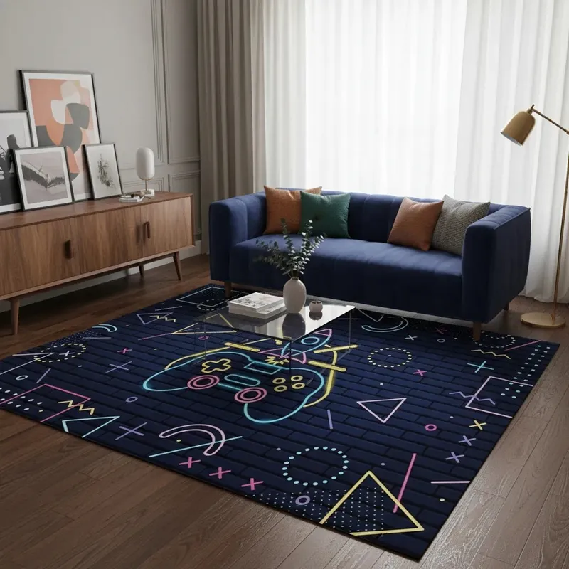 GENERICO - ALFOMBRA JUVENIL DISEÑO CONTROL GAMER GEOMETRIC 150X200