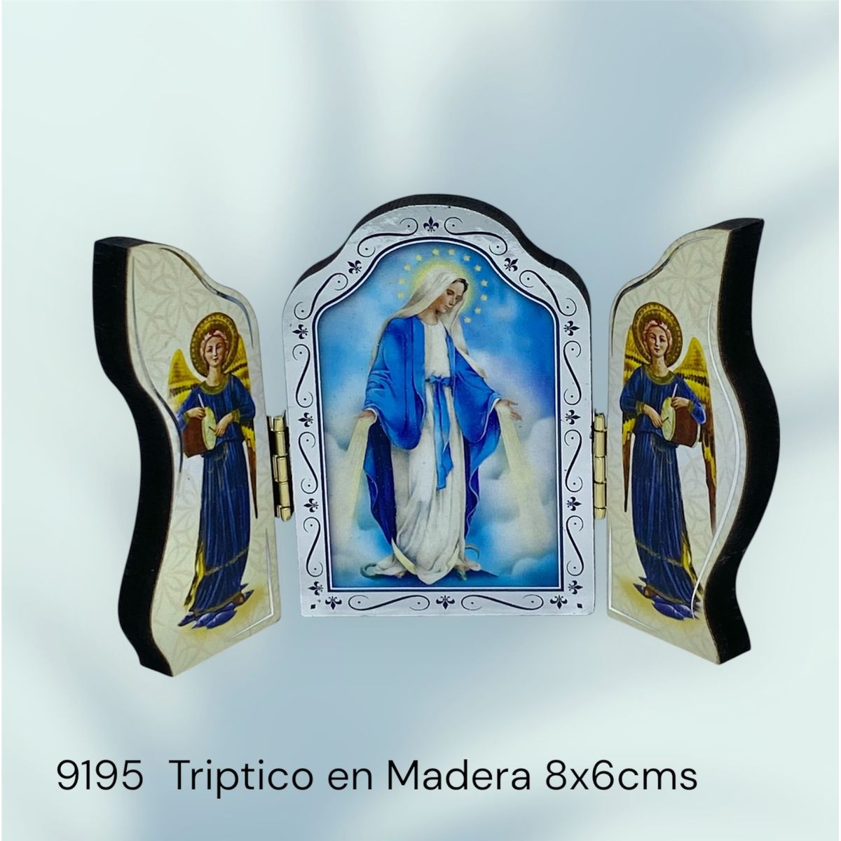 GENERICO - Tríptico religioso con imágenes de la Virgen y Ángeles custodios
