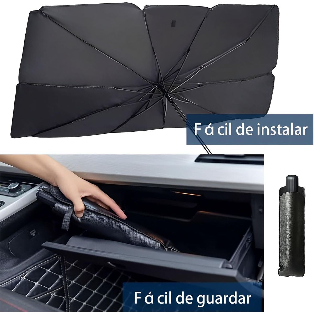 MOVI - Parasol plegable para Auto con filtro UV tipo paraguas