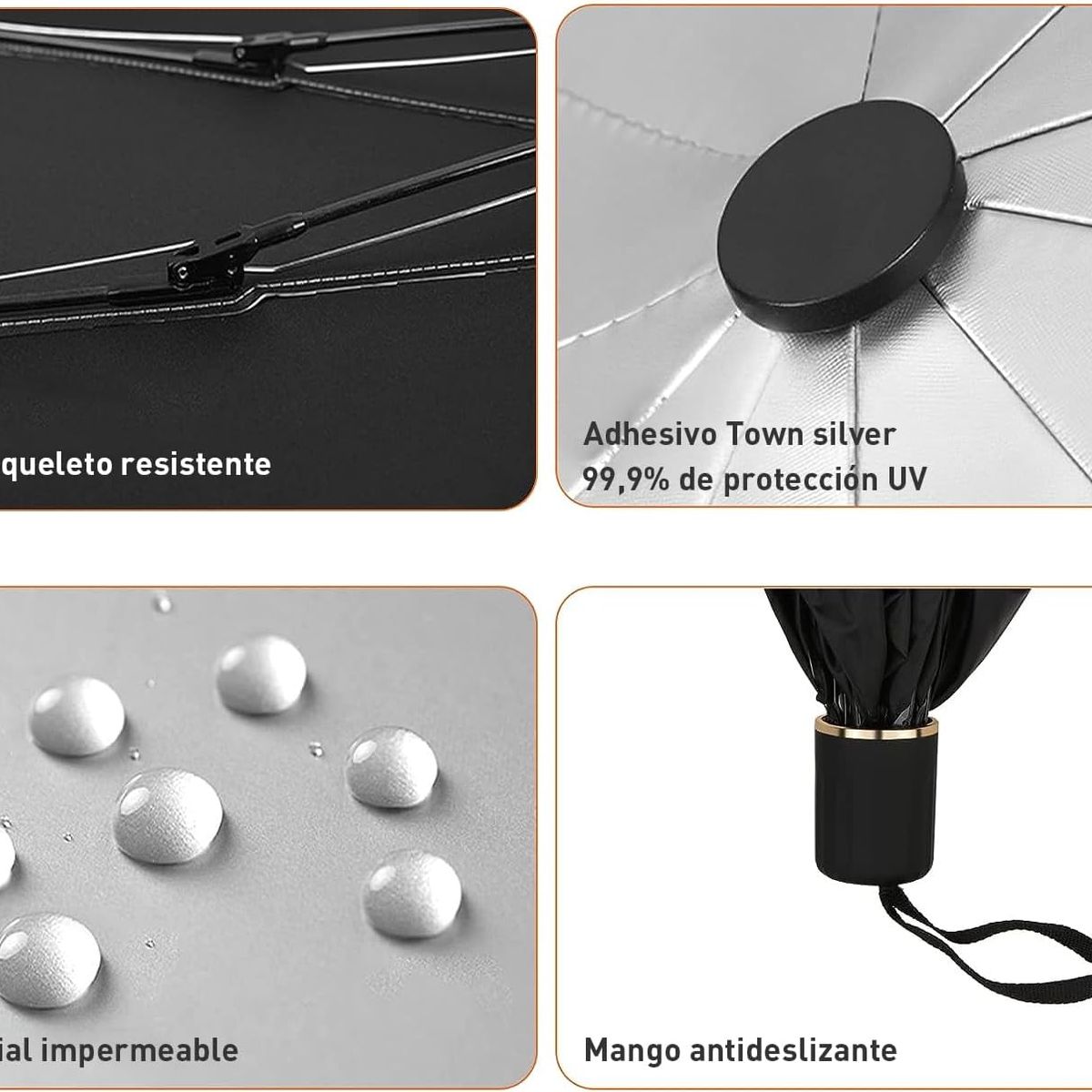 MOVI - Parasol plegable para Auto con filtro UV tipo paraguas