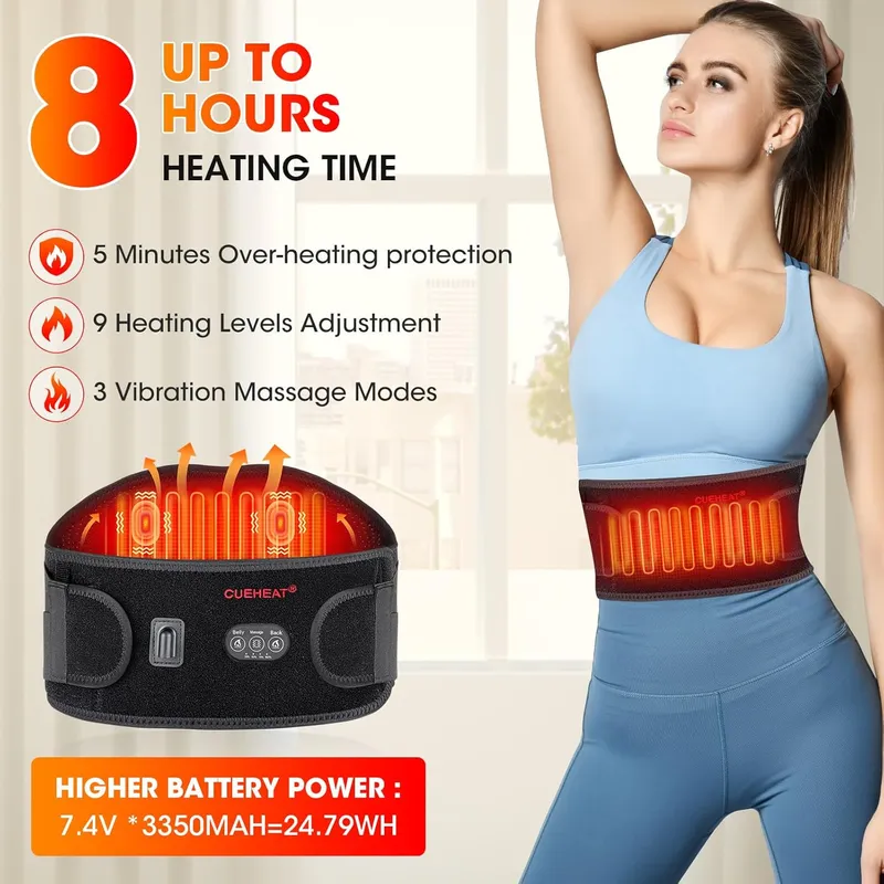 MOVI - FAJA LUMBAR TERAPIA, 2 EN 1 CALOR, MASAJE Y BOLSILLO PARA GEL DE FRIO
