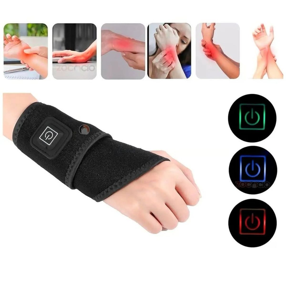 MOVI - MUÑEQUERA CON TRES NIVELES DE CALOR SOPORTE PARA ARTICULACION DE MANO