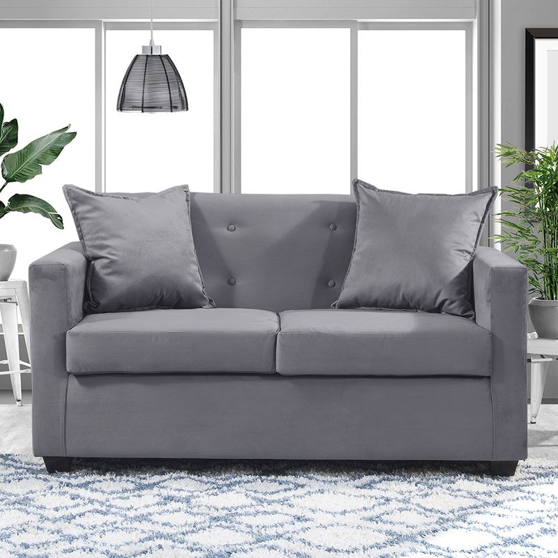 MASEL - Sofá 2c  Gramado felpa Gris  130x70x83
