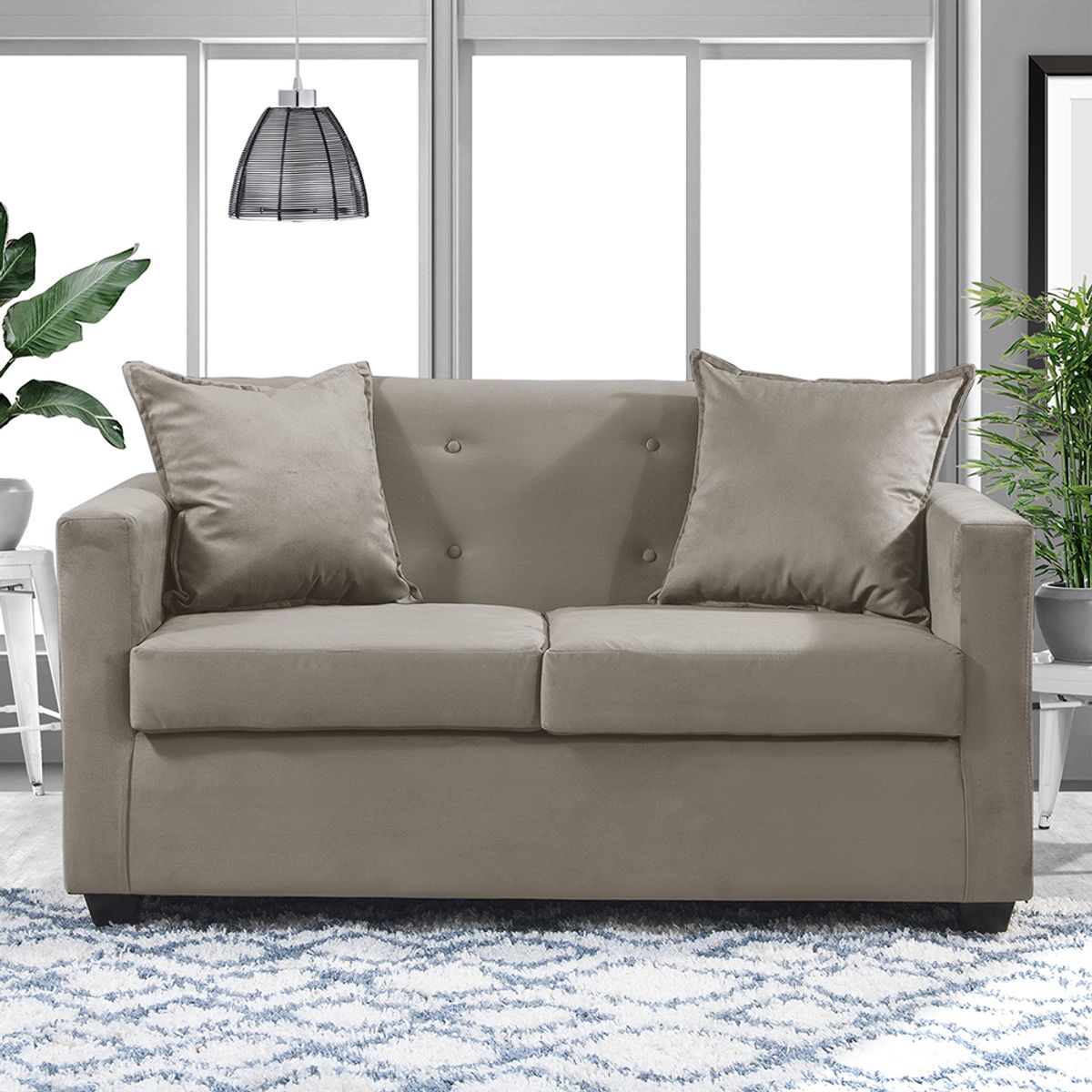 MASEL - Sofá 2c  Gramado Felpa Beige 130x70x83