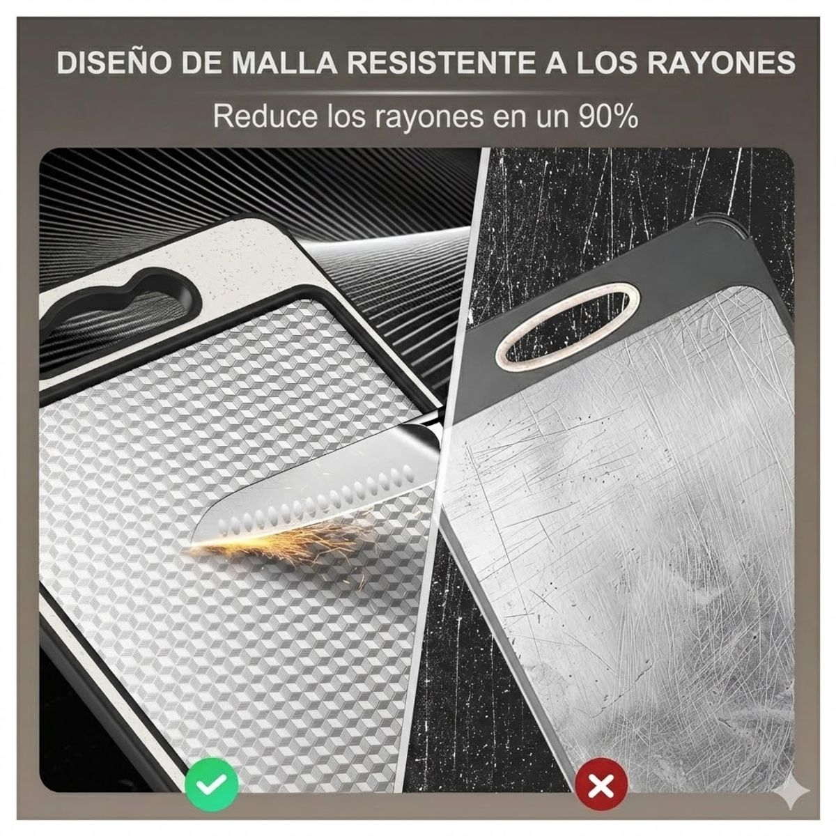 ZG STORE - Tabla Cortar Doble Cara Acero Inox 36x25cm Cocina Multiuso