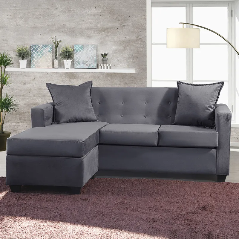 MASEL - Seccional Intercambiable Gramado Felpa Gris  170x130x83