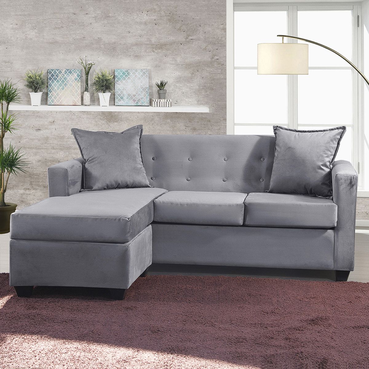 MASEL - Seccional Intercambiable Gramado Felpa Gris  170x130x83