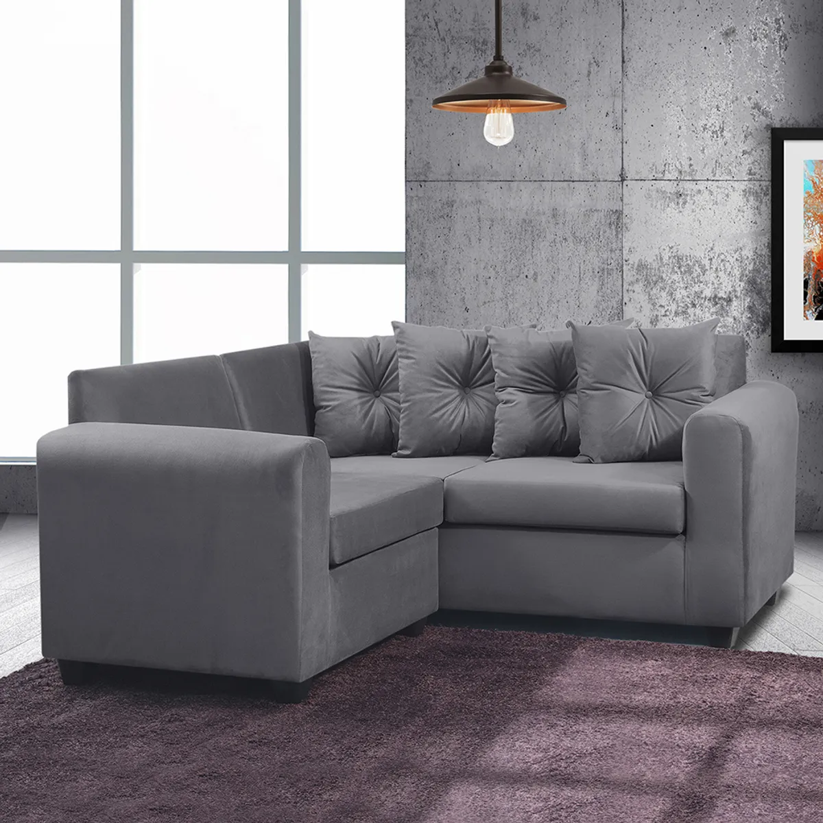 MASEL - Seccional Esquinero Recife Felpa  Gris  oscuro 160x160x78