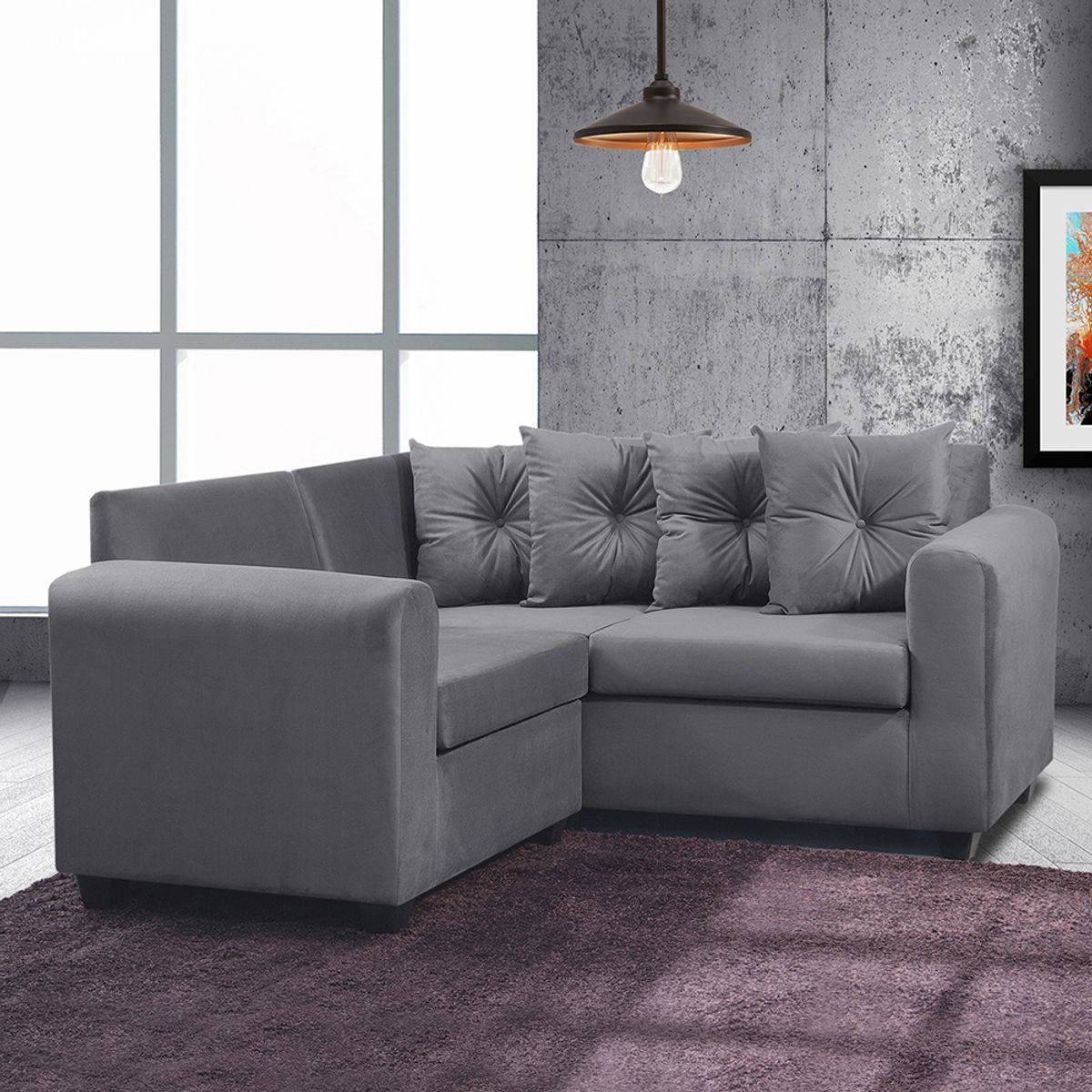 MASEL - Seccional Esquinero Recife Felpa  Gris  oscuro 160x160x78