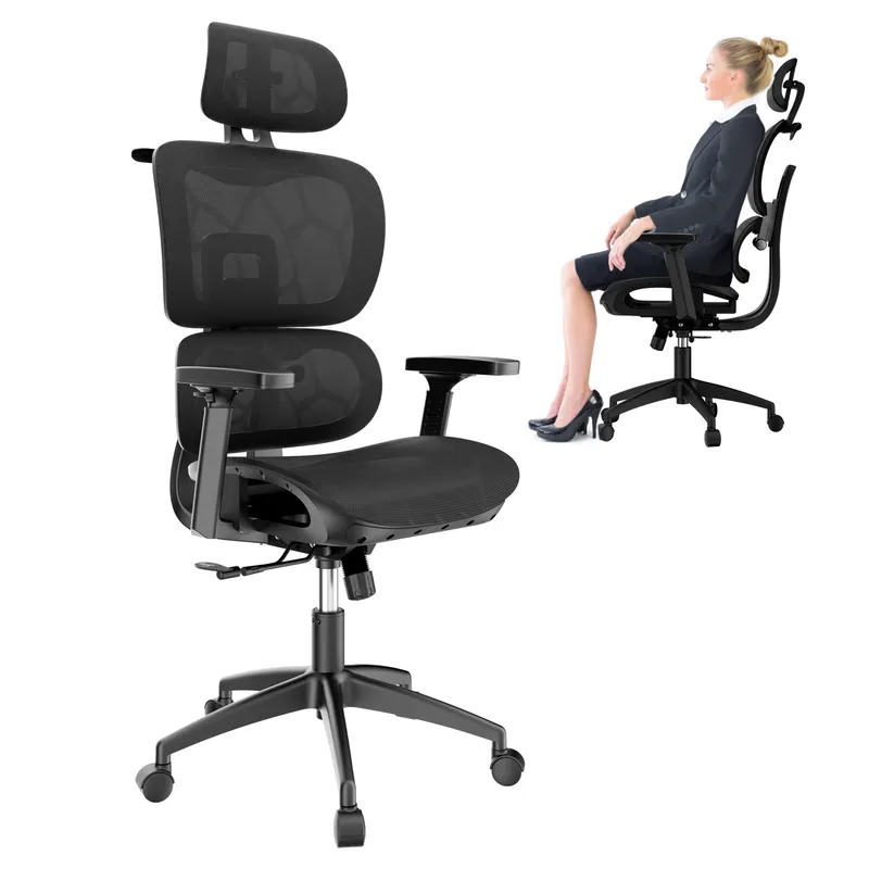 HALMAN - Silla Gamer y de Oficina con Malla Transpirable 135° Reclinable