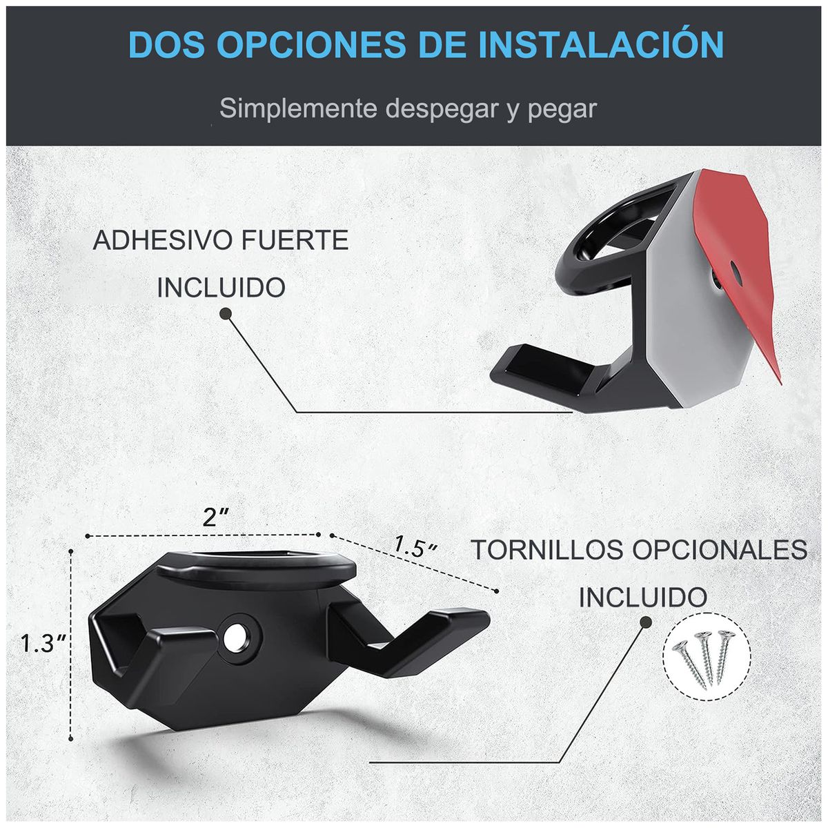 WELDMON - Ganchos adhesivos de pared para sombreros paquete de 16 Negro