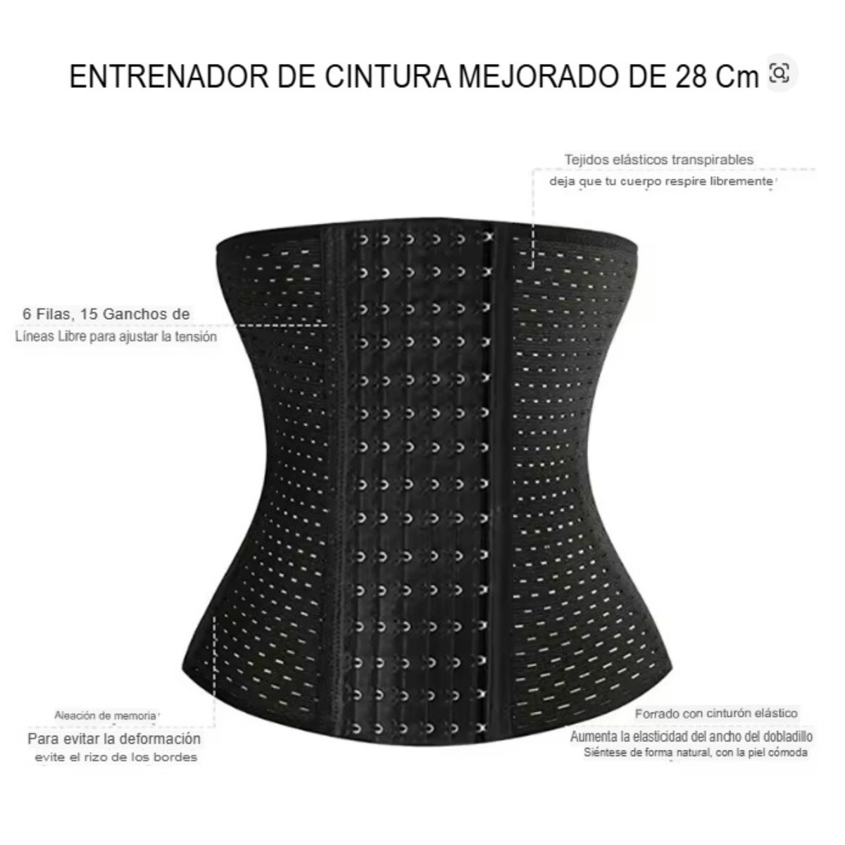 GENERICO - Faja Deportiva Poroso Con Spandex Negro