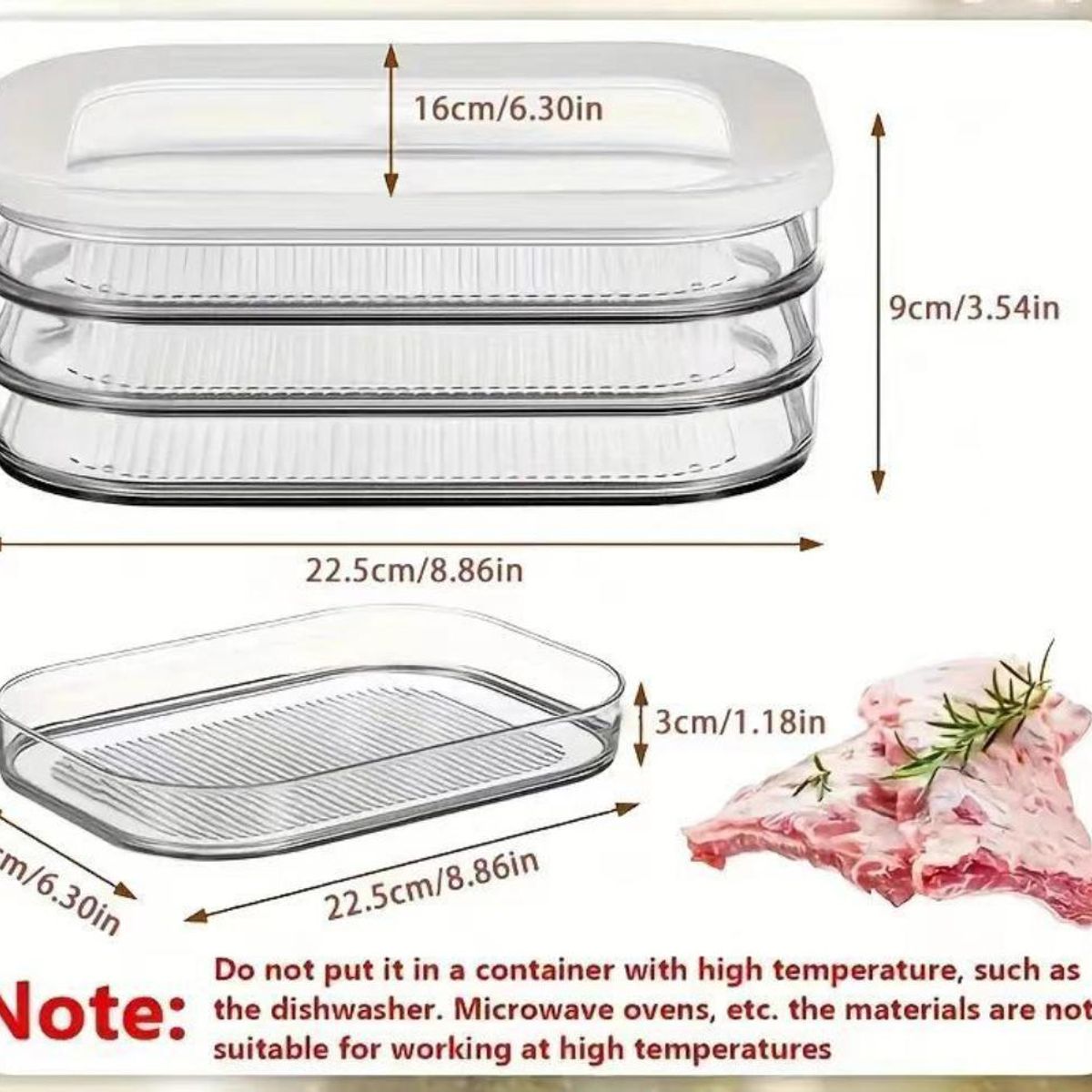 ATURE - Caja De Almacenamiento De Nevera De Cocina Portátil 2l