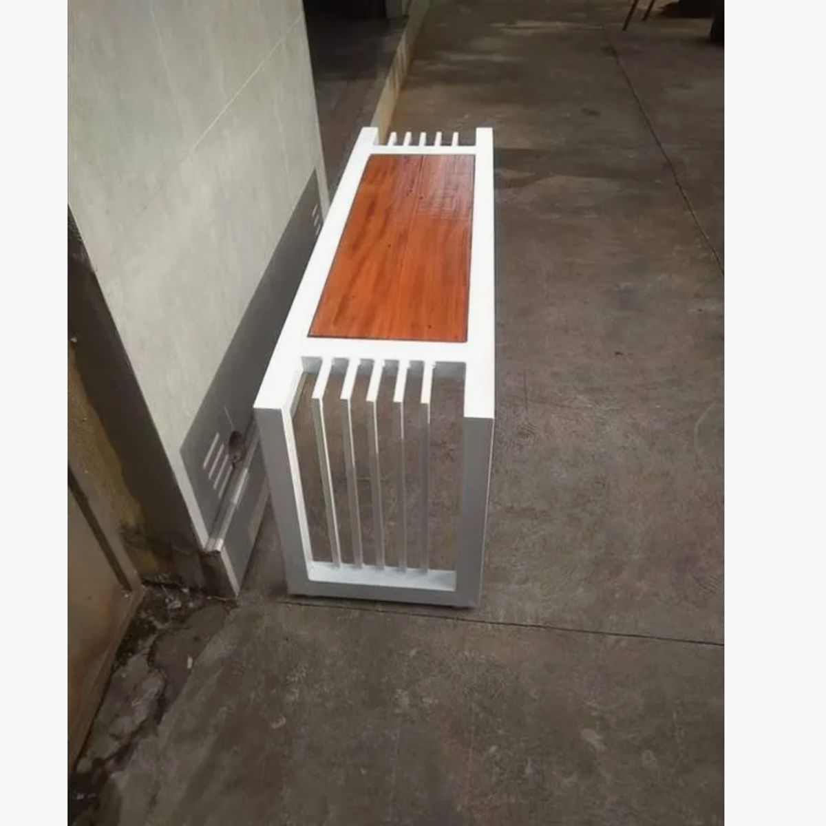 NSCOMPANY - Banca De Madera Y Metal Color Blanco 130 Cm