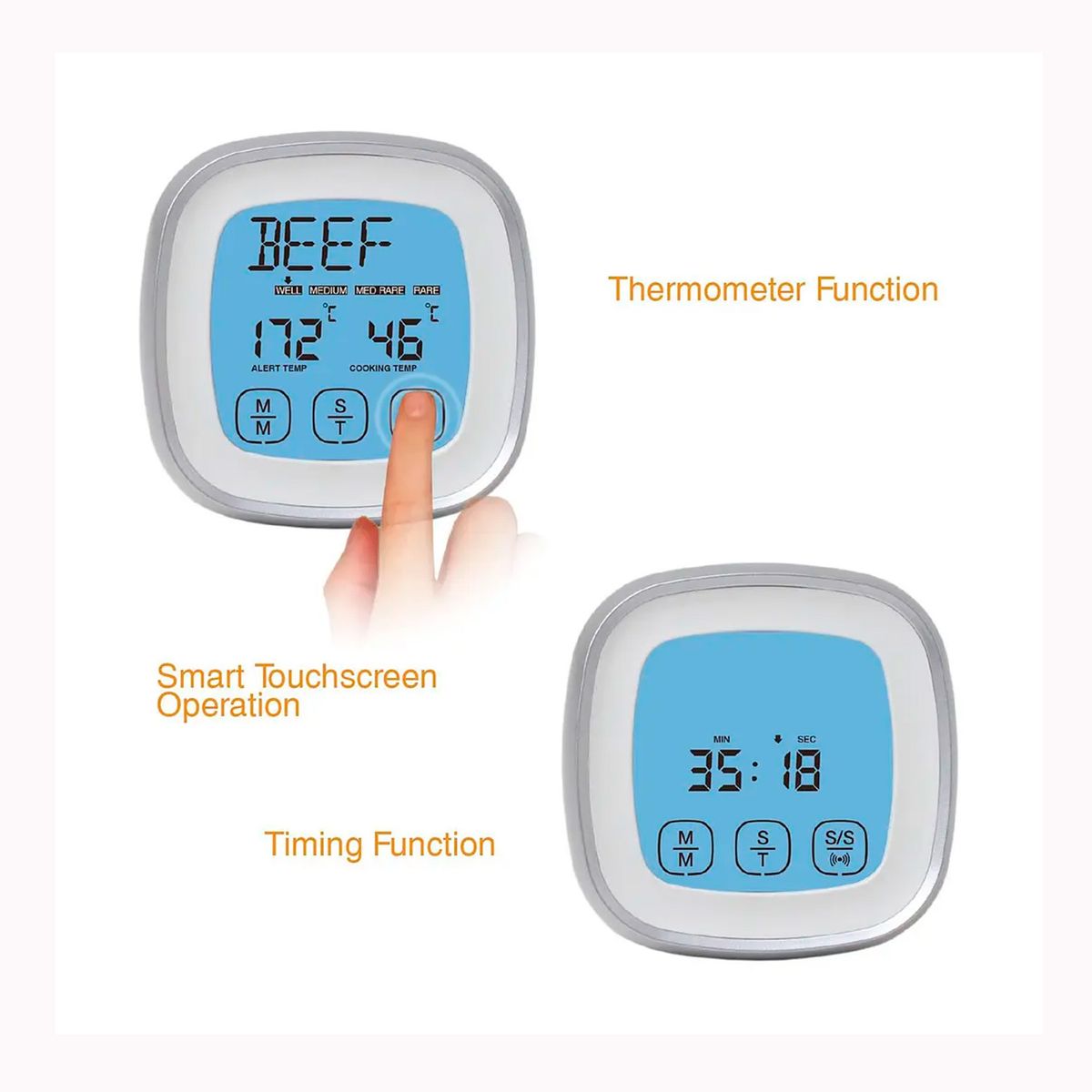 GENERICO - Termómetro Temporizador Digital Para Carnes Asado