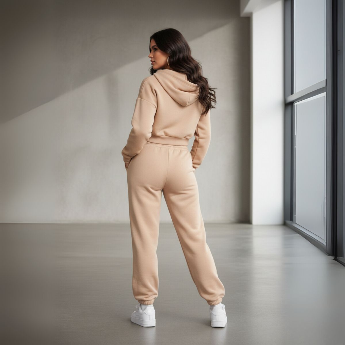 DESIGNERS - Conjunto Deportivo Mujer Algodón Polerón Crop y Buzo Jogger