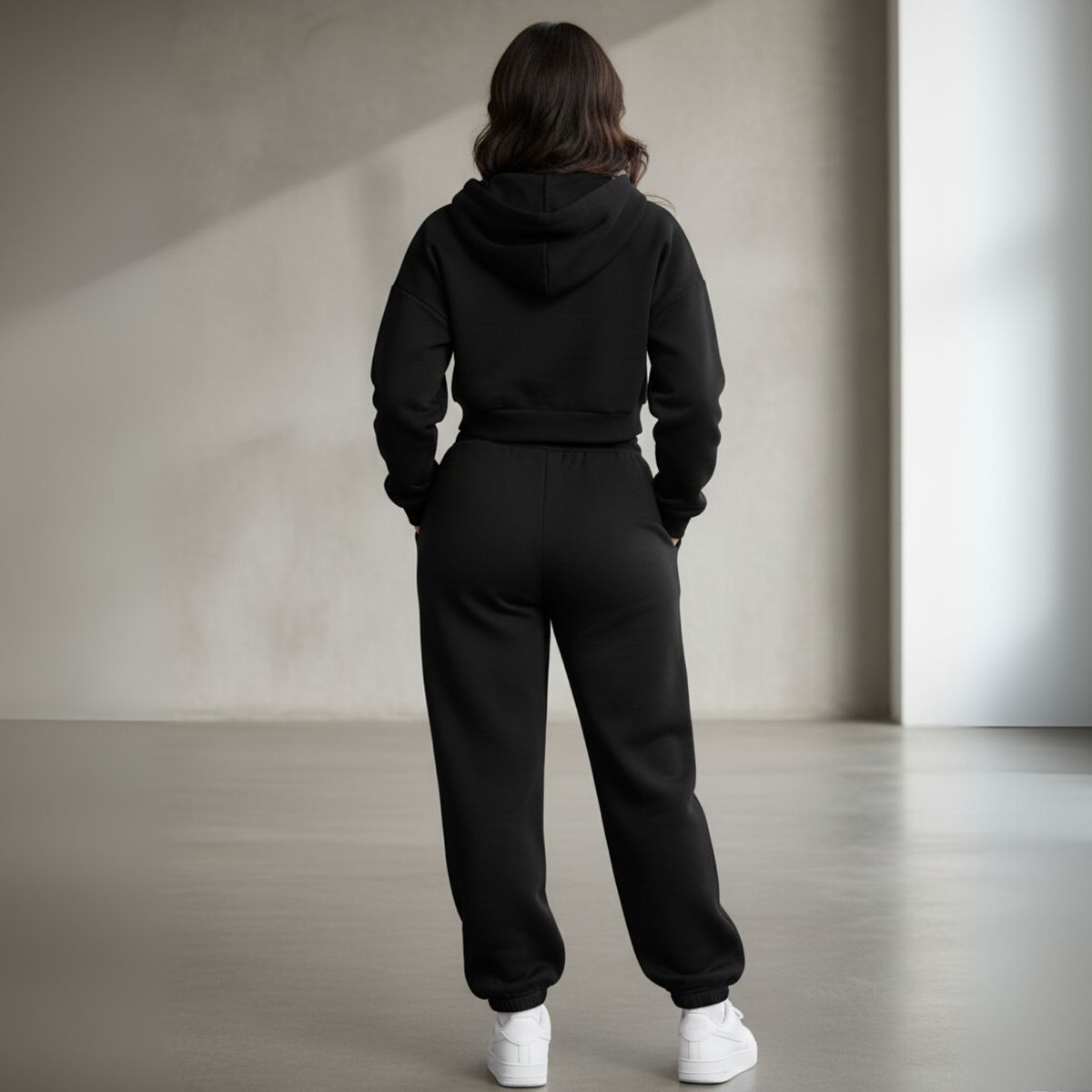 DESIGNERS - Conjunto Deportivo Mujer Algodón Polerón Crop y Buzo Jogger