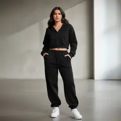 DESIGNERS - Conjunto Deportivo Mujer Algodón Polerón Crop y Buzo Jogger