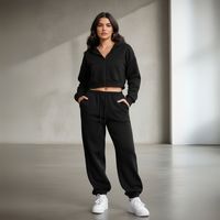 Conjunto Deportivo Mujer Algodón Polerón Crop y Buzo Jogger