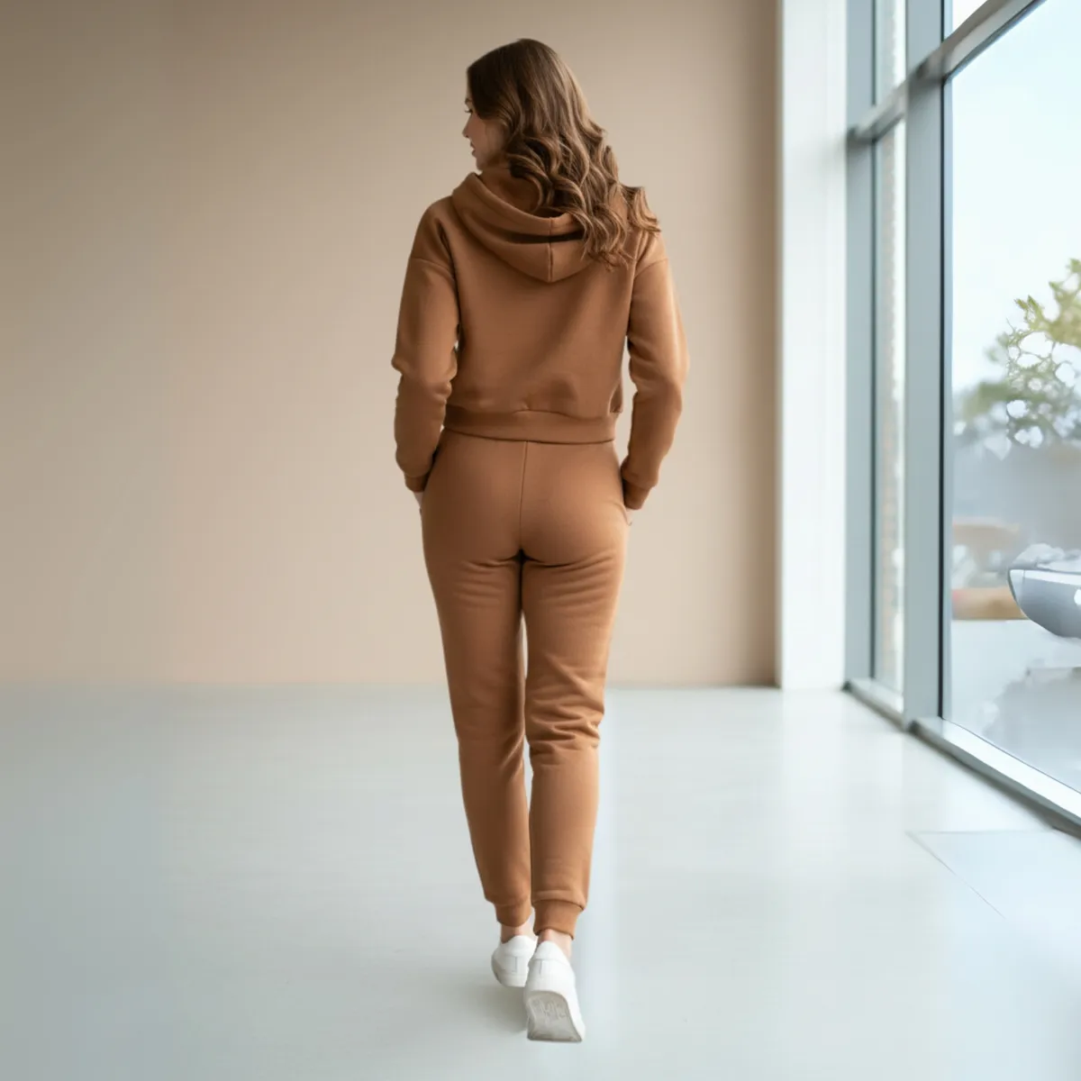 DESIGNERS - Conjunto Deportivo Mujer Algodón Polerón Crop y Buzo Jogger