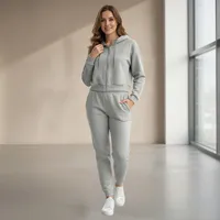 Conjunto Deportivo Mujer Algodón Polerón Crop y Buzo Jogger