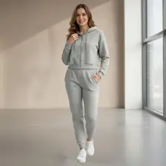 DESIGNERS - Conjunto Deportivo Mujer Algodón Polerón Crop y Buzo Jogger