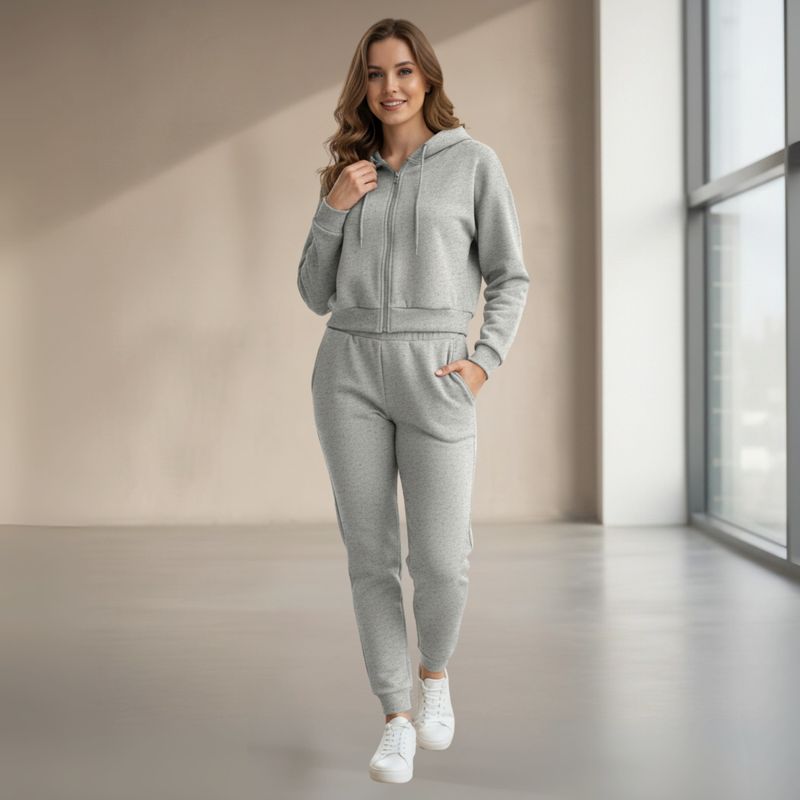 DESIGNERS - Conjunto Deportivo Mujer Algodón Polerón Crop y Buzo Jogger