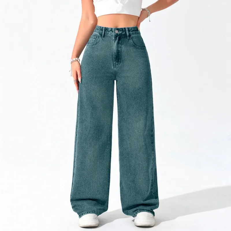 AGW - Jeans Wide Leg Palazzo Elasticado Tiro Alto Push Up Oversize