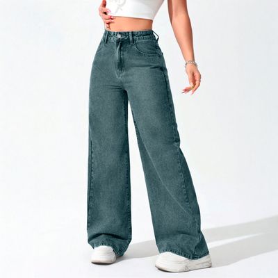 Imagen 2 del producto Jeans Wide Leg Palazzo Elasticado Tiro Alto Push Up Oversize