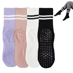 ATURE - Paquete De 4 Pares De Calcetines Antideslizantes Para Yoga