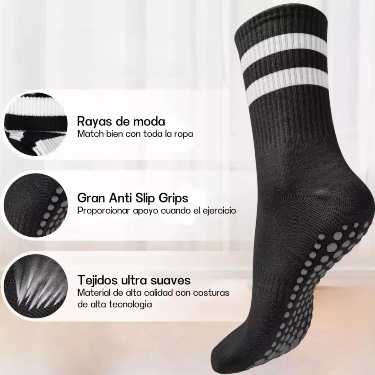 ATURE - Paquete De 4 Pares De Calcetines Antideslizantes Para Yoga
