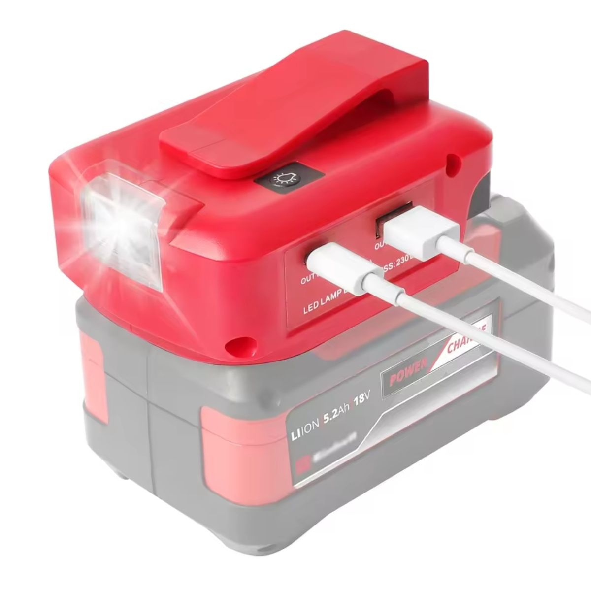 GENERICO - Adaptador Baterias Einhell 18Li Led + Tipo C carga Super