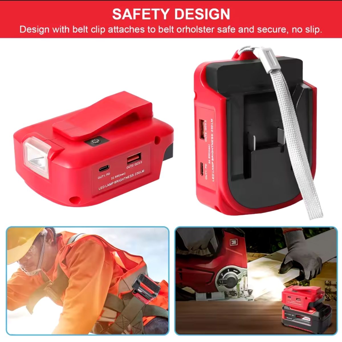 GENERICO - Adaptador Baterias Einhell 18Li Led + Tipo C carga Super