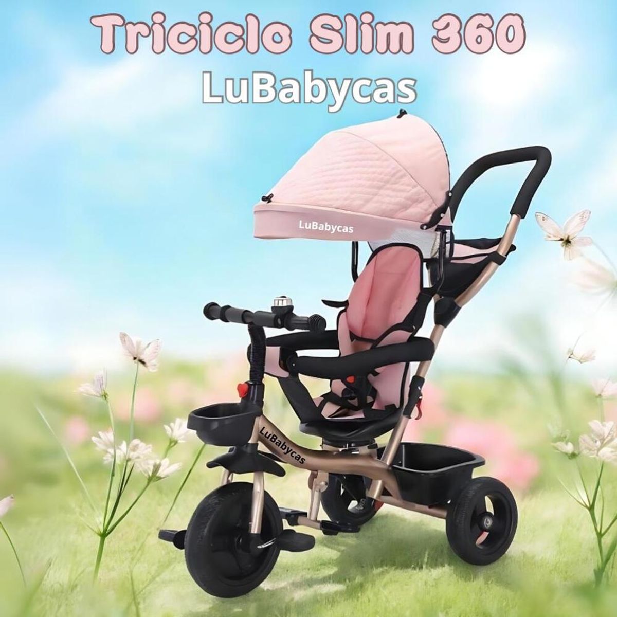 LUBABYCAS - Triciclo 3 En 1 Con Apoya Pies 360°LuBabycas Negro