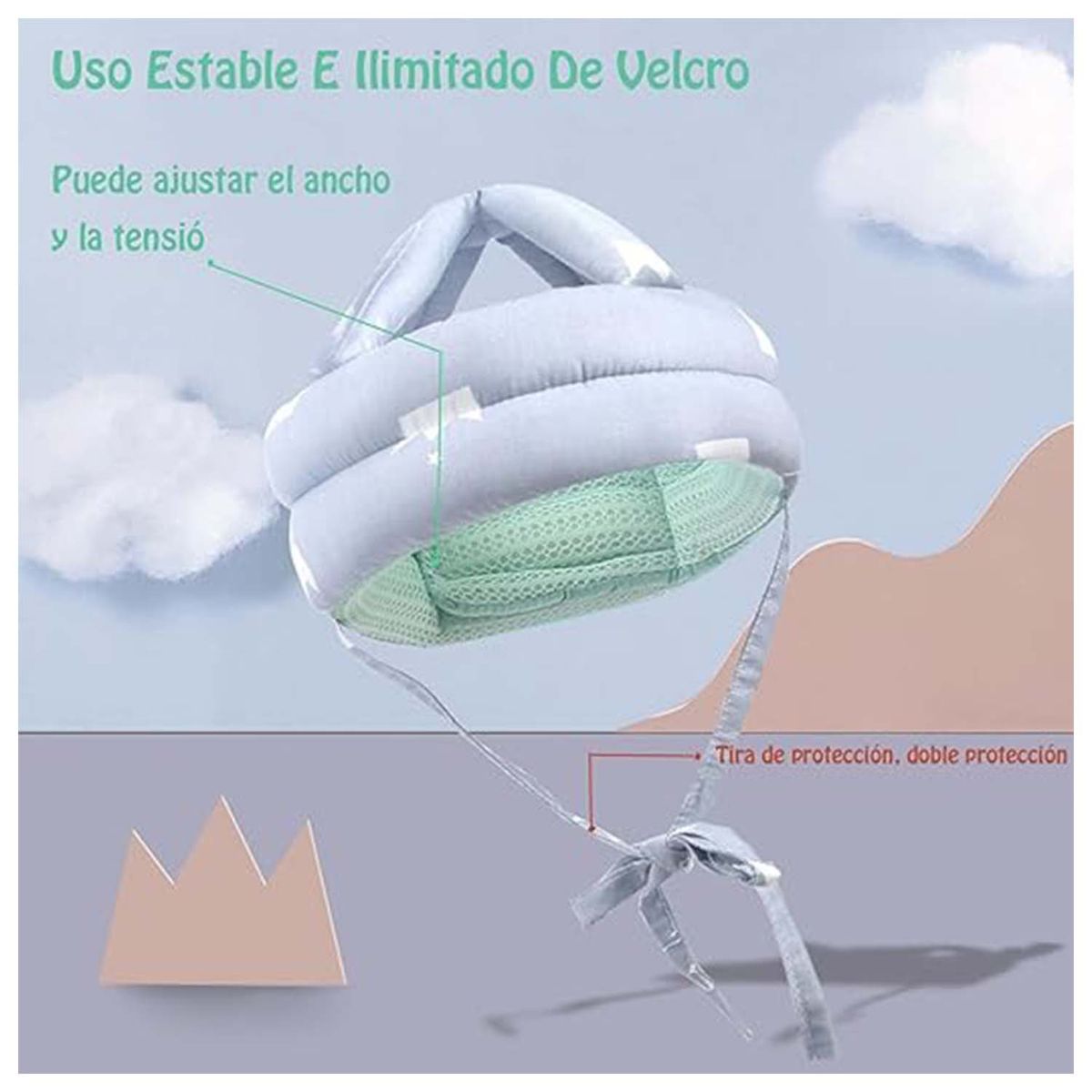 WELDMON - Casco de seguridad para bebé con rodilleras（Corona）