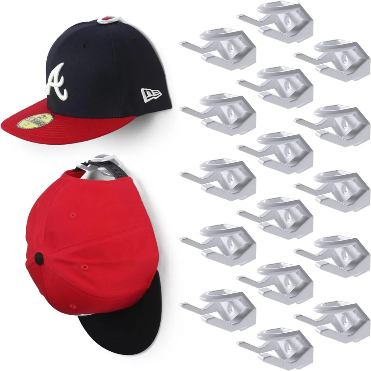 WELDMON - Ganchos adhesivos de pared para sombreros paquete de 16 Blanco