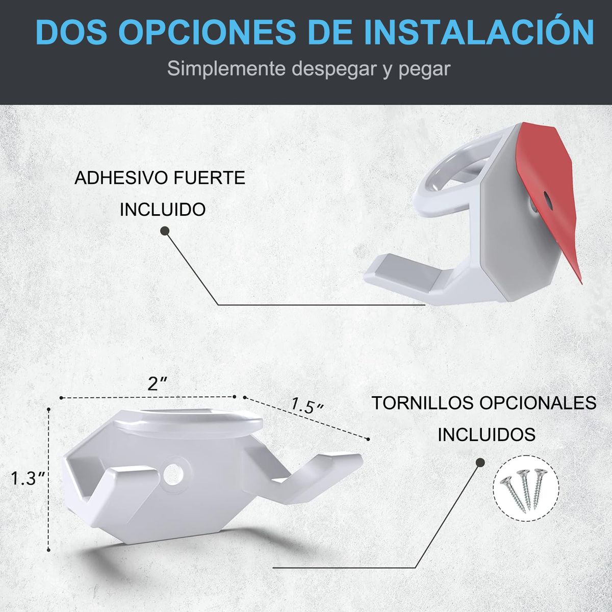 WELDMON - Ganchos adhesivos de pared para sombreros paquete de 16 Blanco