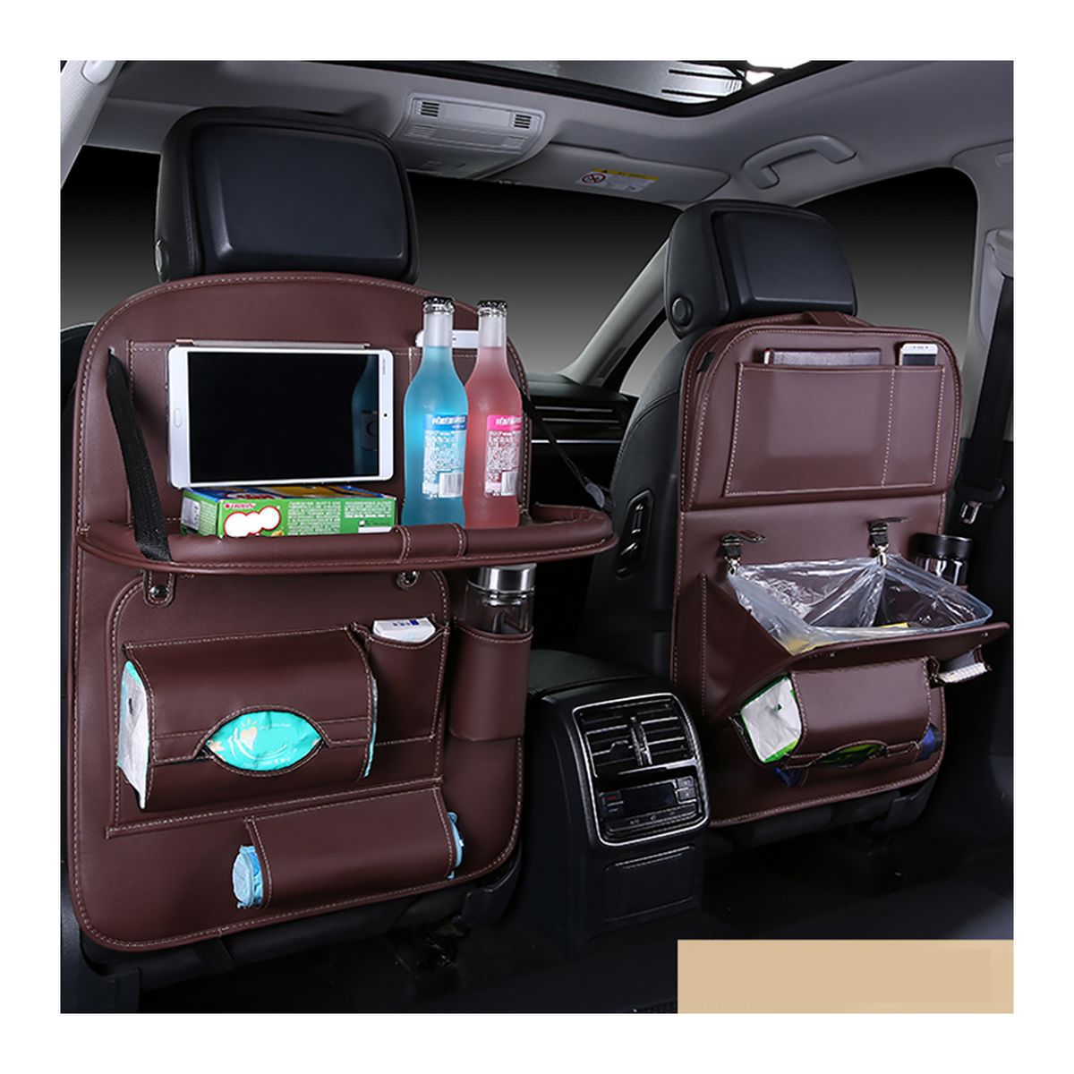 WELDMON - Organizador de Asiento Trasero de Coche（Marrón）