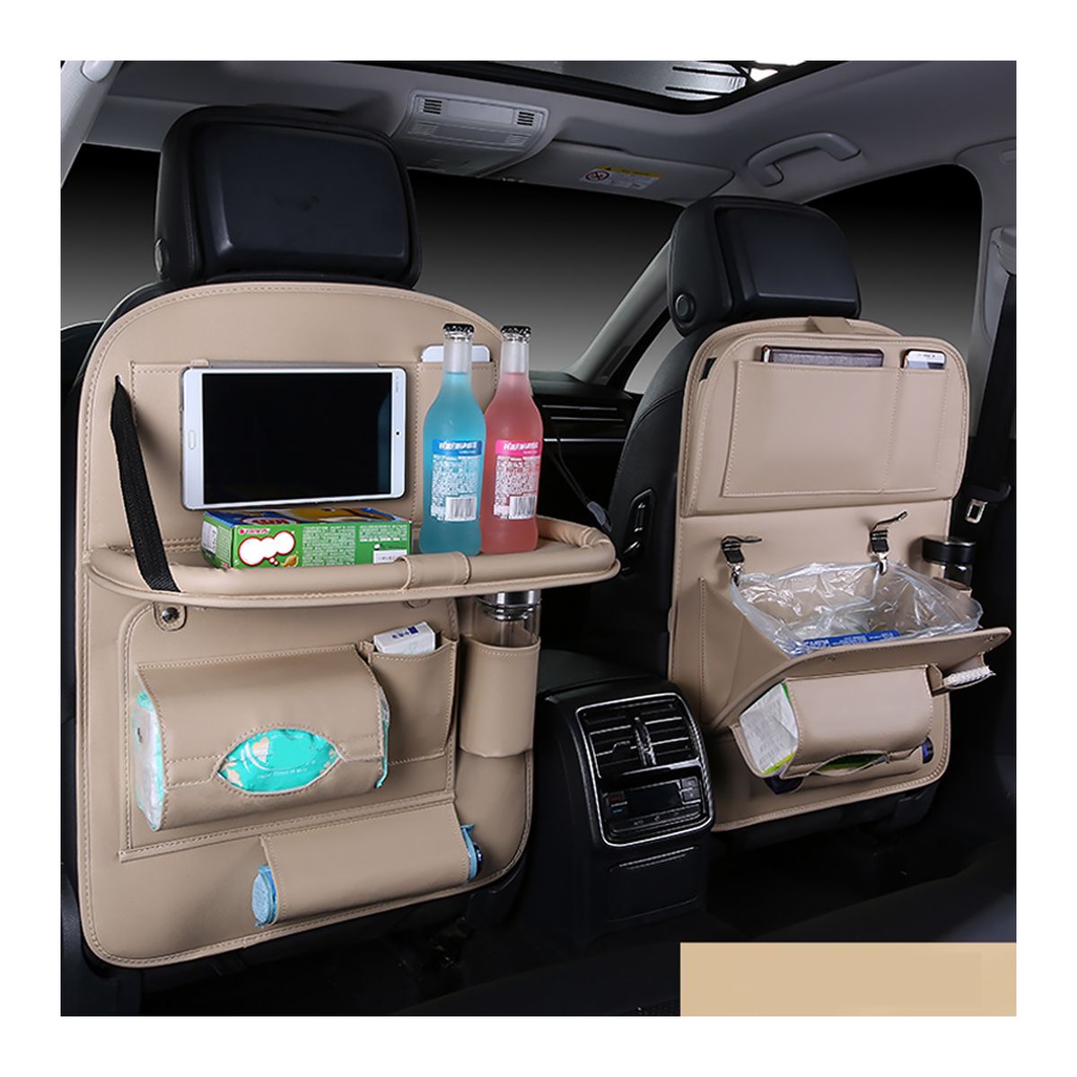 WELDMON - Organizador de Asiento Trasero de Coche（Blanco）