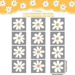 WELDMON - Paquete de 12 Pegatinas Decorativas para Pared (Margarita)