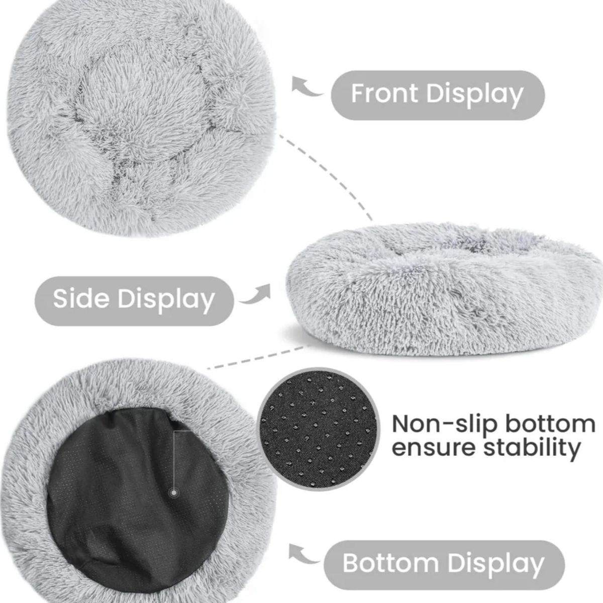ATURE - Cama De Felpa Para Mascotas De 70 Cm De Diámetro