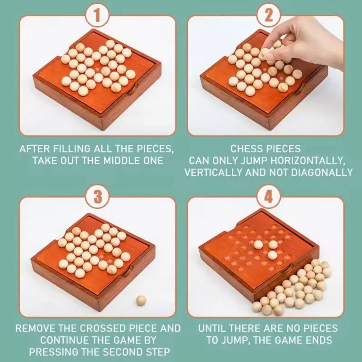 ATURE - Juego De Mesa Solitario Clasico Juego En Madera Didáctico