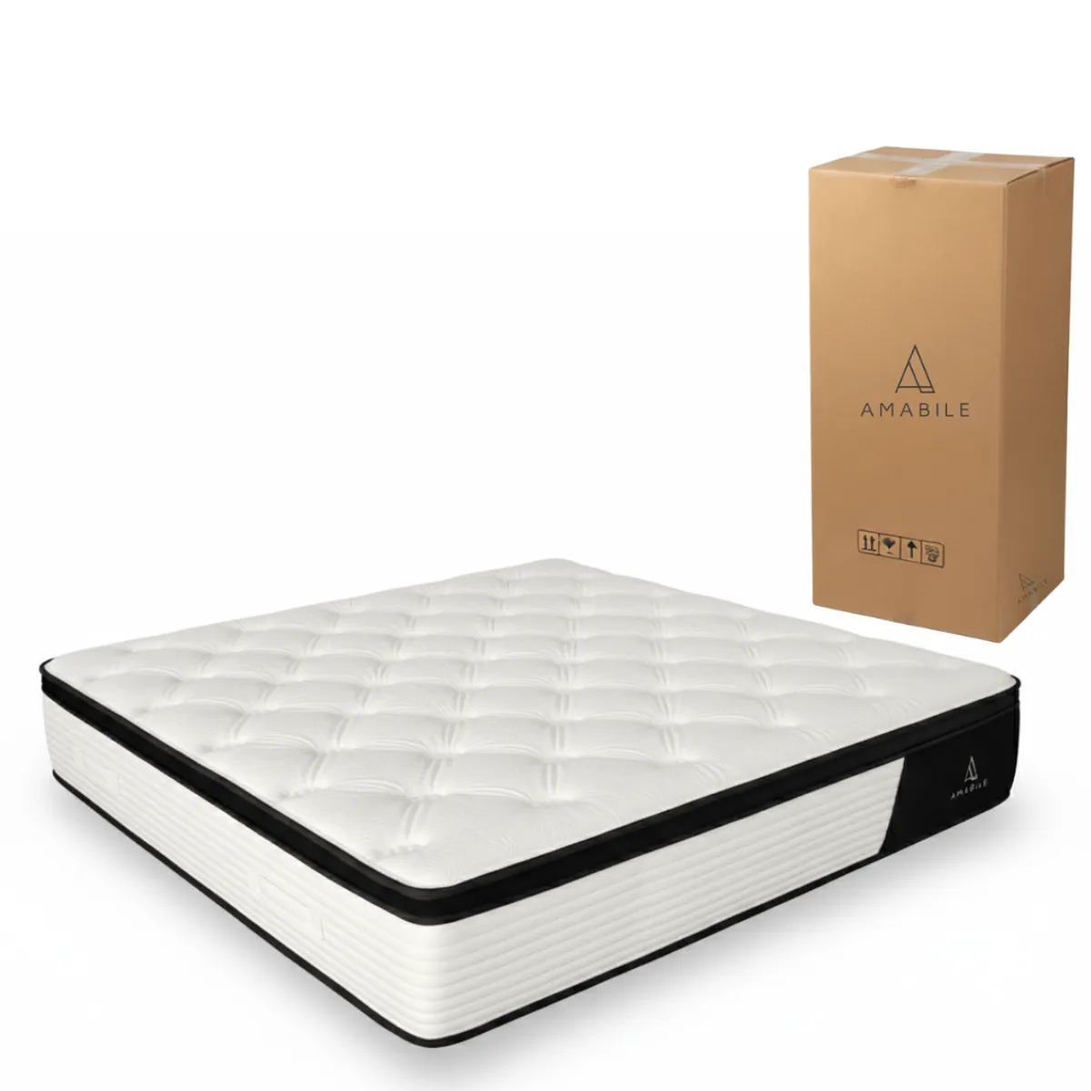 AMABILE - Colchón Premium Resortes Amabile 2 Plazas con Látex 150X200X30 Valentino