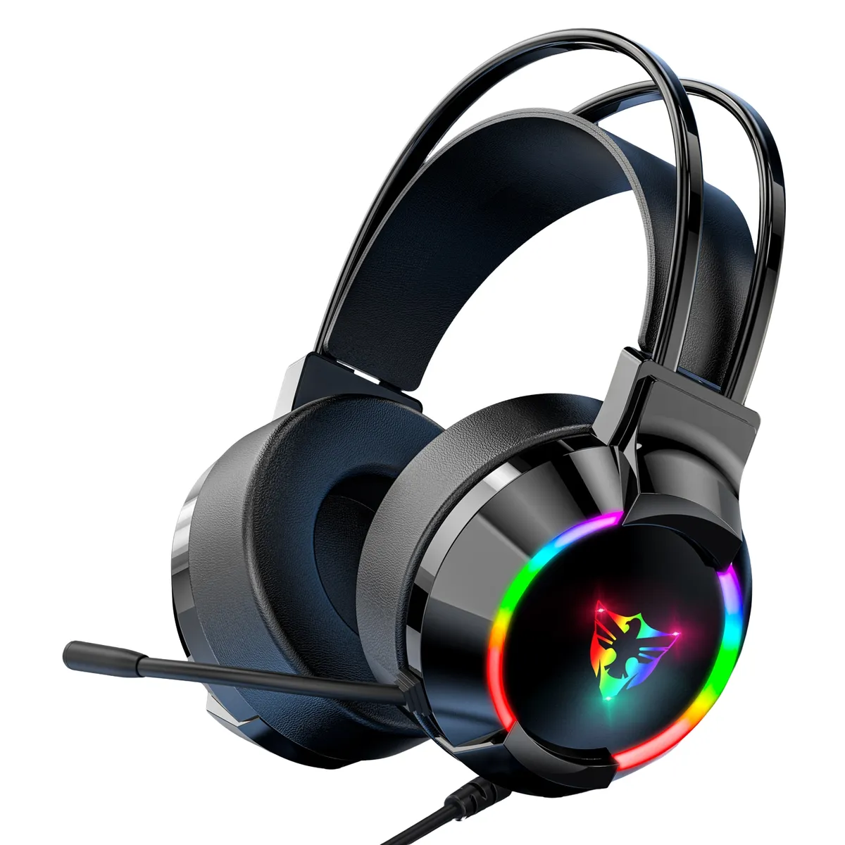 CRUSEC - Audifonos Con Microfono Gamer Auriculares Diadema USB RGB
